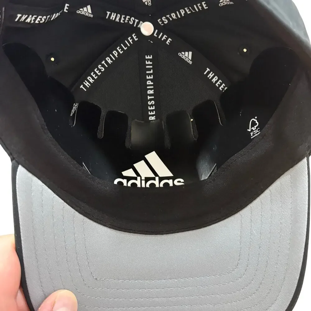 BRAND NEW adidas Aeroready 3 Stripe Logo Black‎ Adjustable Strap Hat Cap OSFM
